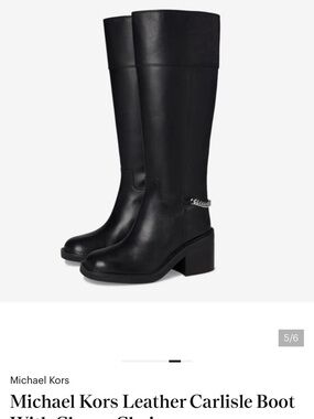 Michael Kors Black Over the Knee Boots with Chain Detail